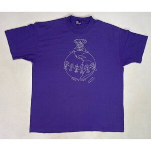 VINTAGE Friendship Day Art Graphic 1992 T-shirt Men XL Purple 90s Single Stitch